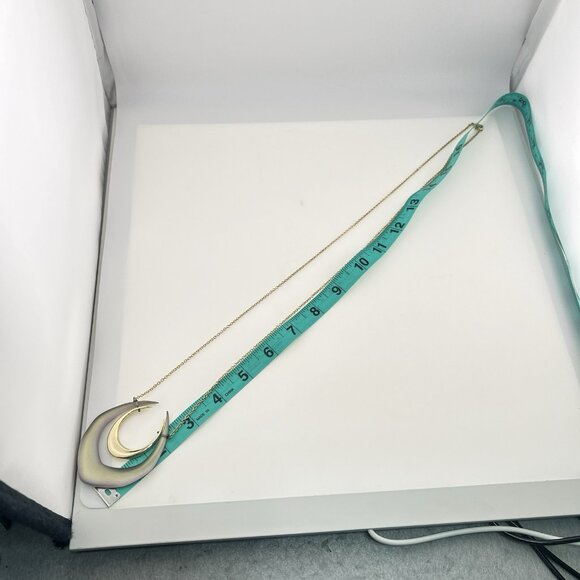 Alexis Bittar Lucite Necklace Double Horseshoe Translucent Green Purple Gold - Picture 11 of 16